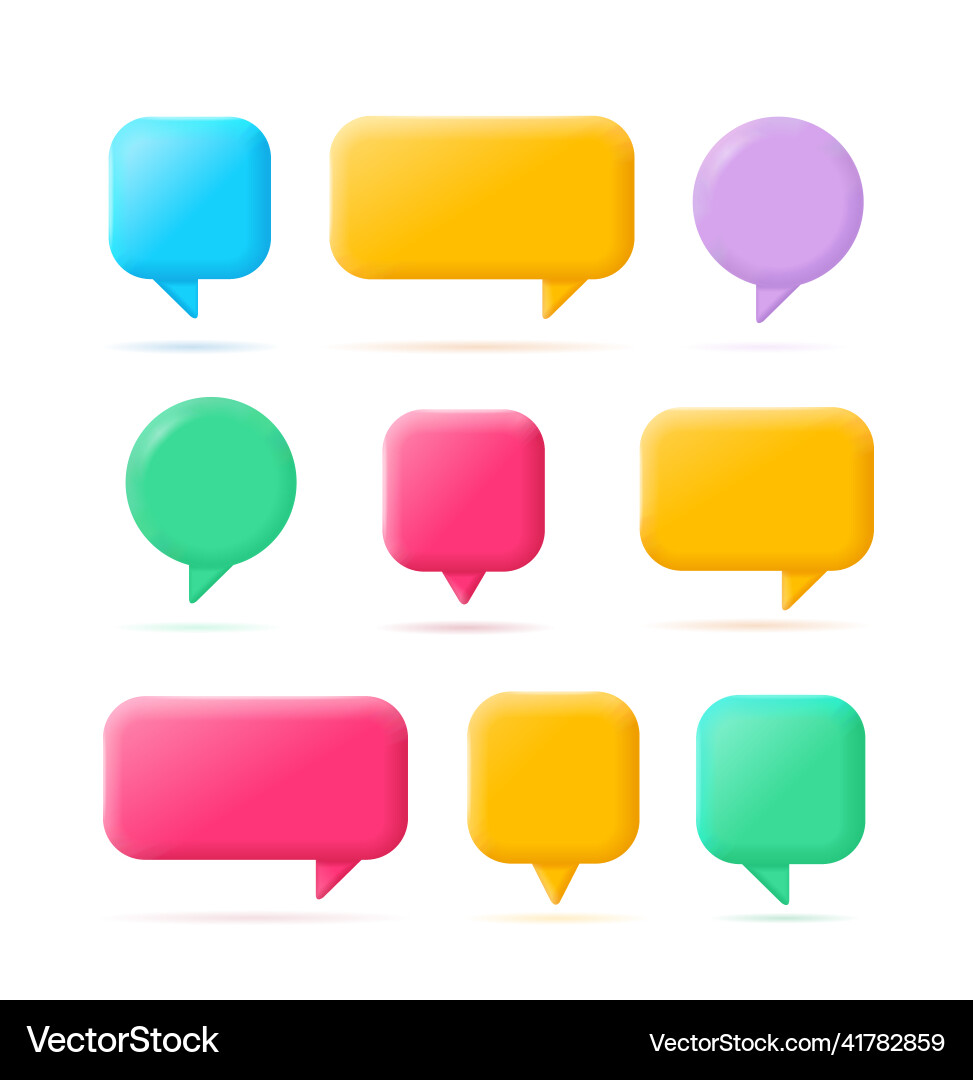 3d different speech bubble empty template mockup vector image