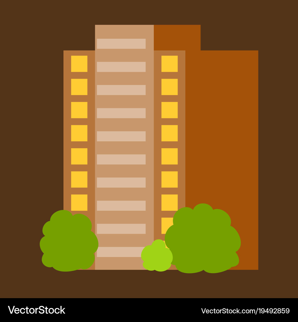 A modern multi-storey building with complex vector image
