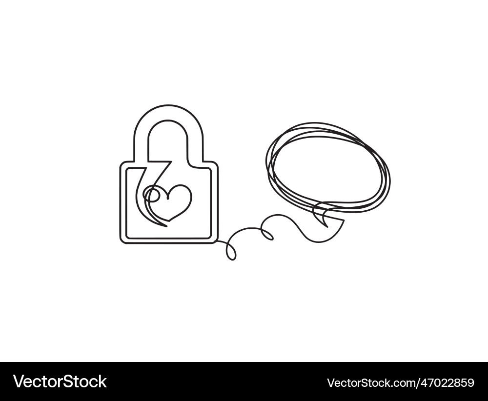 Abstract heart-lock with comment as continuous vector image