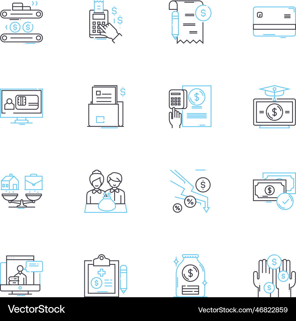 Advanced analytics linear icons set predictive Advanced analytics linear icons set predictive vector image