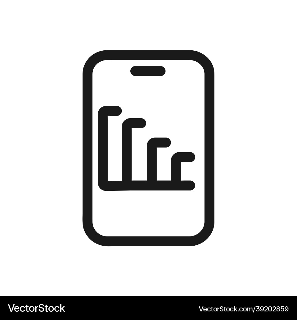 Analytics app line icon chart on mobile phone vector image