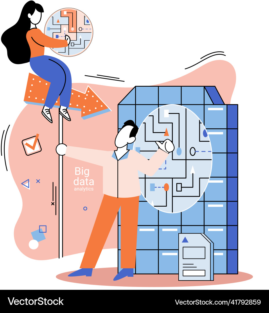 Big data analytics process of analyzing complex Big data analytics process of analyzing complex vector image