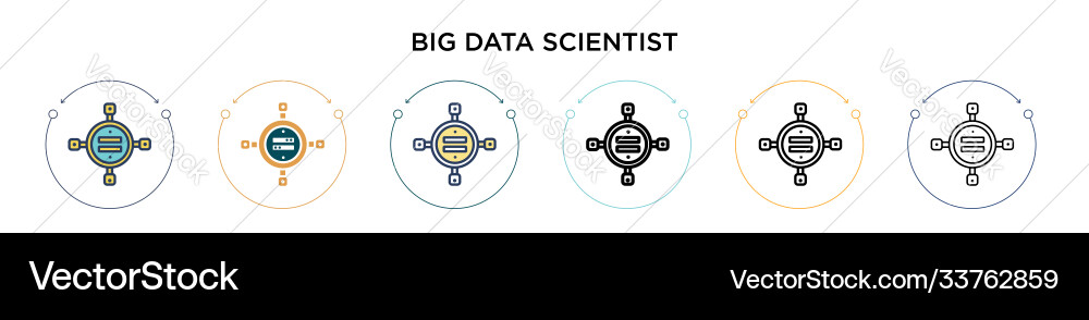 Big data scientist icon in filled thin line Big data scientist icon in filled thin line vector image
