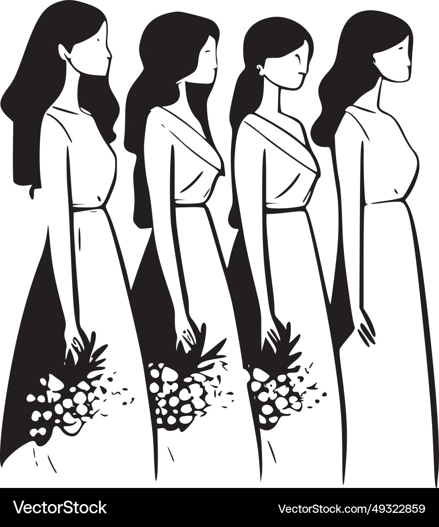 Bridesmaid - black and white isolated icon – Royalty-Free Vector |  VectorStock, image size:900x1080