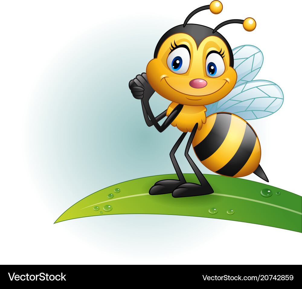 Cartoonbien stehend auf einem Blatt Cartoonbien stehend auf einem Blatt vektorbild
