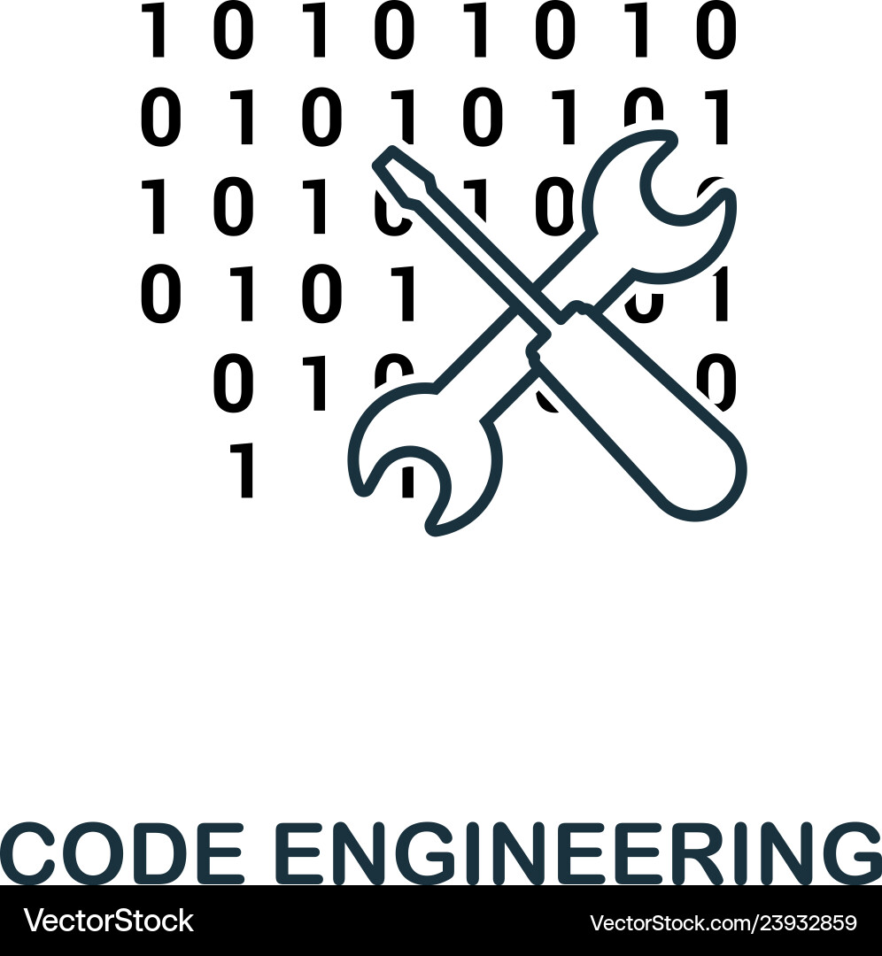 Code engineering outline icon thin line style Code engineering outline icon thin line style vector image