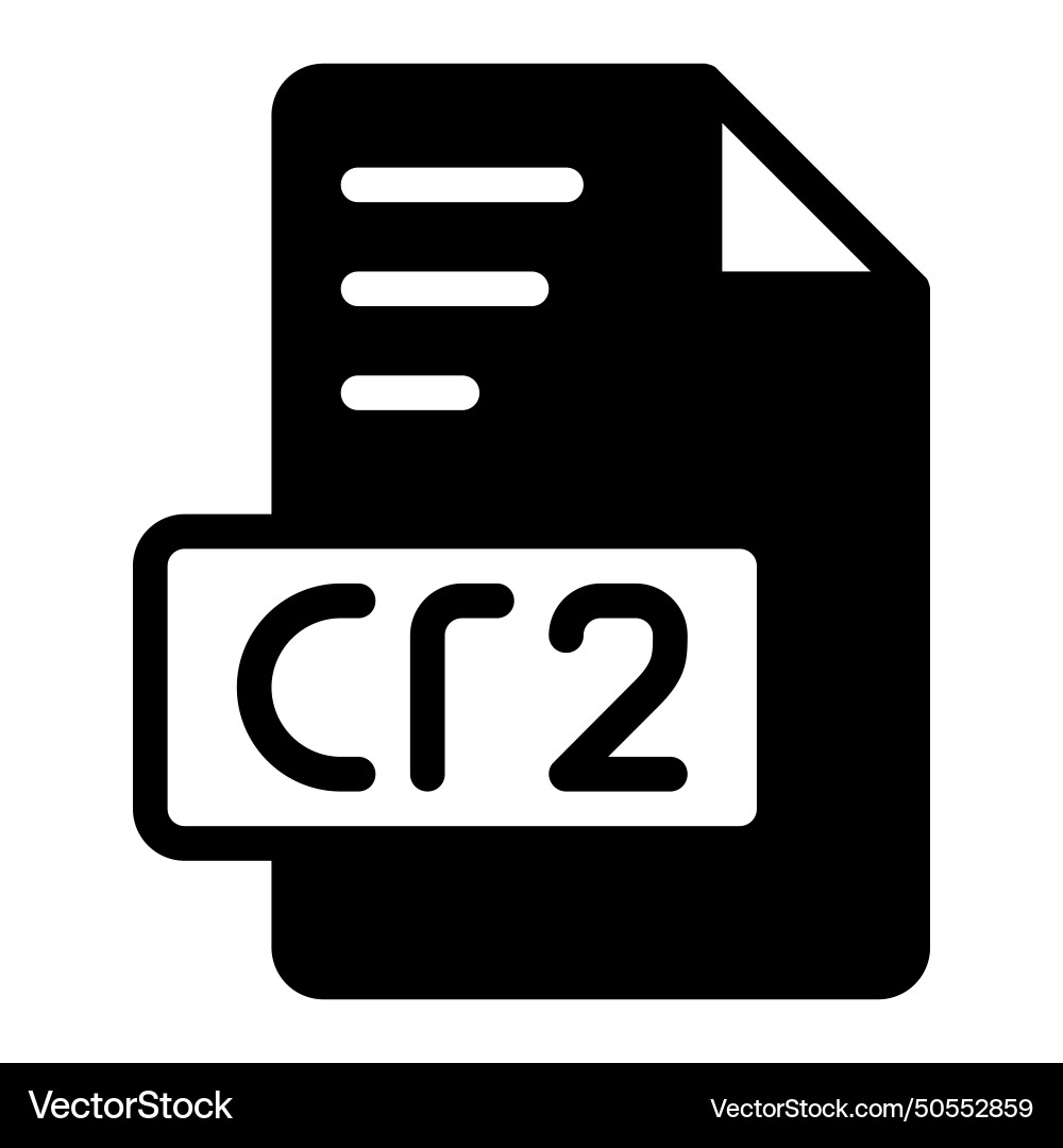 Cr2 icon glyph design image extension format file Cr2 icon glyph design image extension format file Vector Image