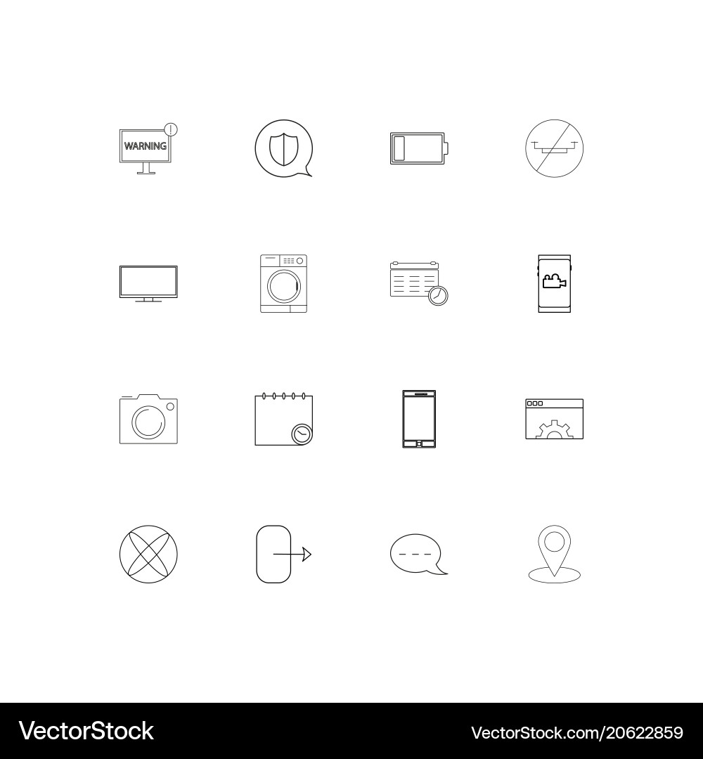 Devices simple linear icons set outlined Vector Image