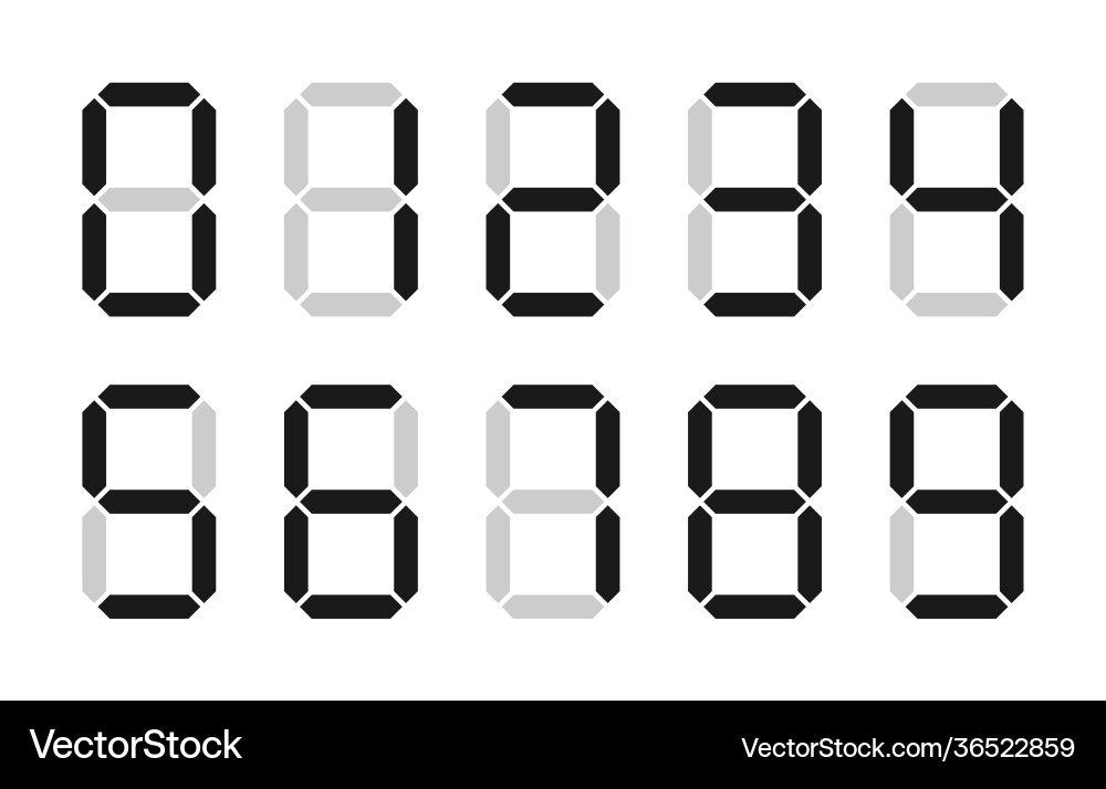 Digits electronic dial set isolated on white vector image