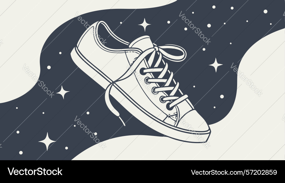 Dynamic sneaker on abstract path movement urban vector image