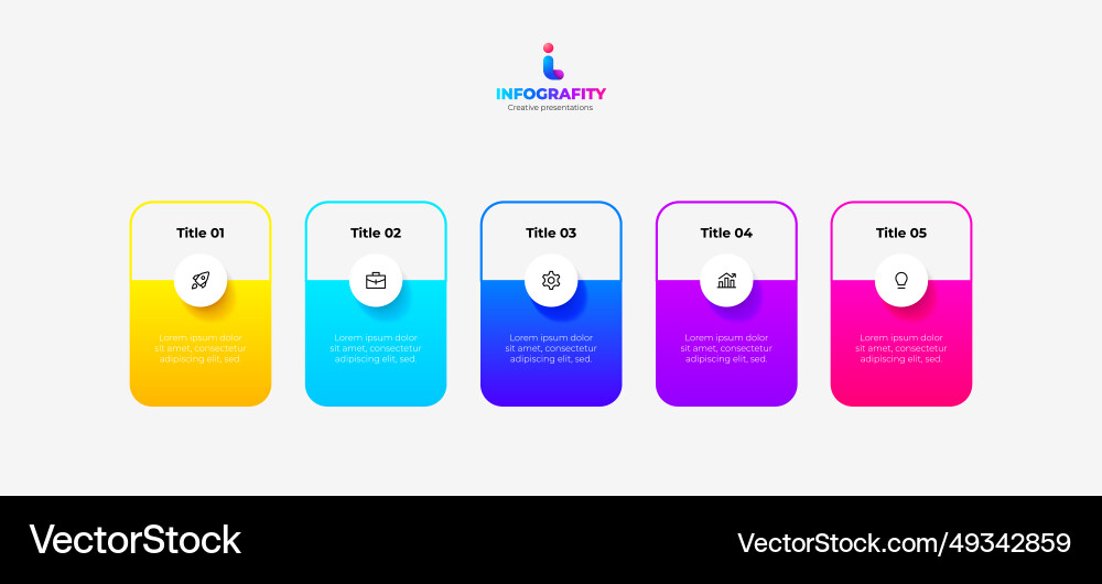 Five banners with circles placed in horizontal row Five banners with circles placed in horizontal row vector image