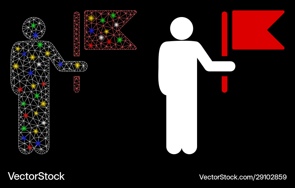 Flare mesh network commander with flag icon Flare mesh network commander with flag icon vector image