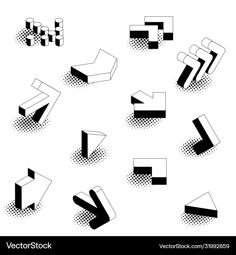 Flat design isometric arrow icon set Flat design isometric arrow icon set vector image