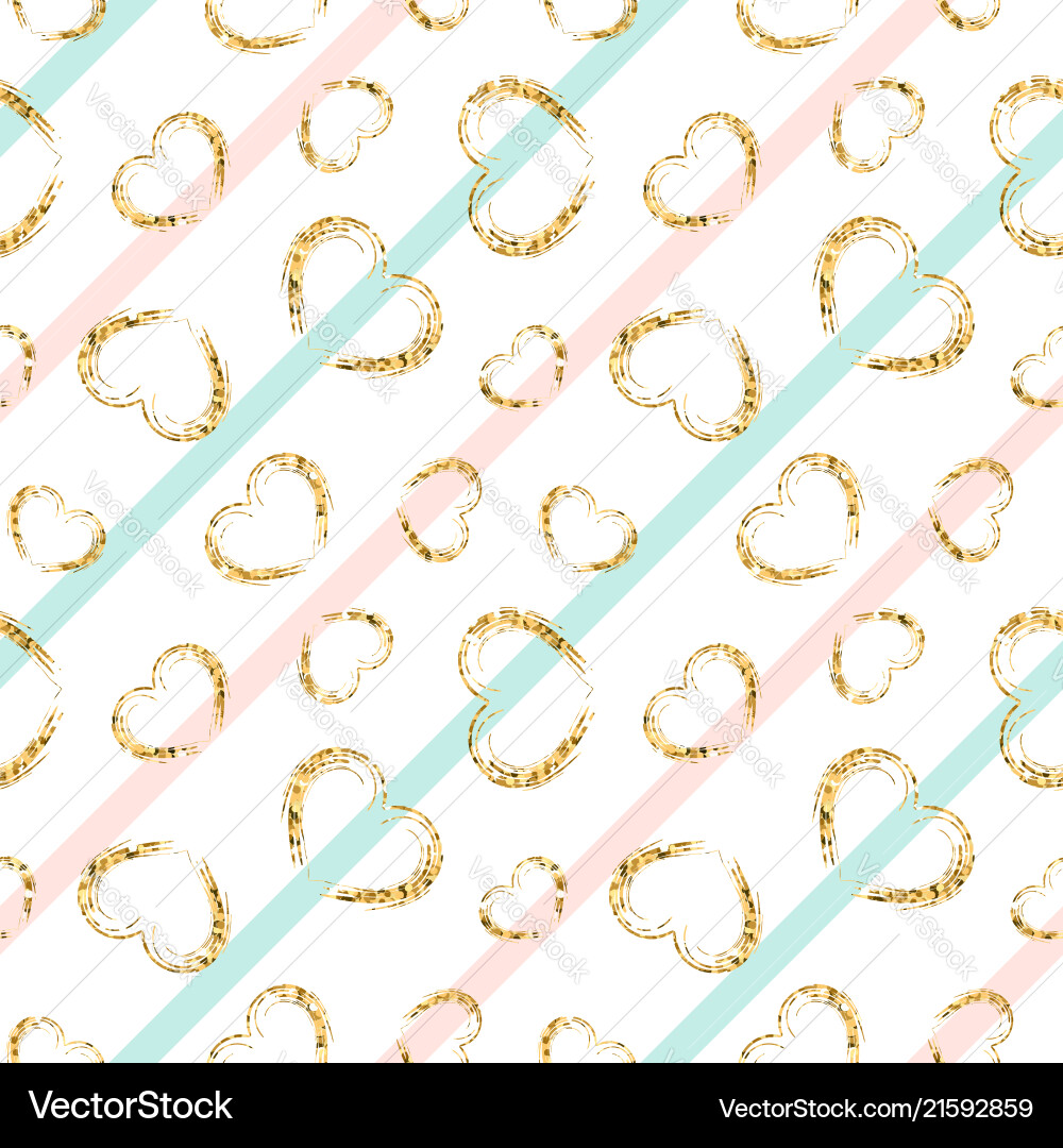 Gold heart seamless pattern white-blue-pink Gold heart seamless pattern white-blue-pink vector image