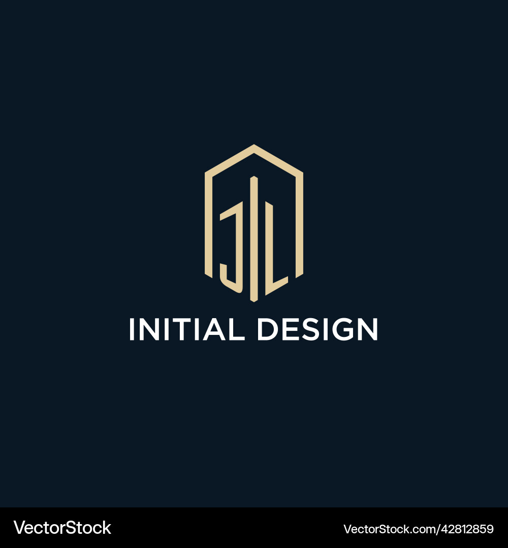 Jl initial monogram logo with hexagonal shape Vector Image