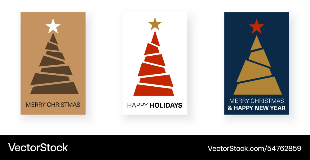 Minimalist holiday card set with abstract trees Minimalist holiday card set with abstract trees Vector Image