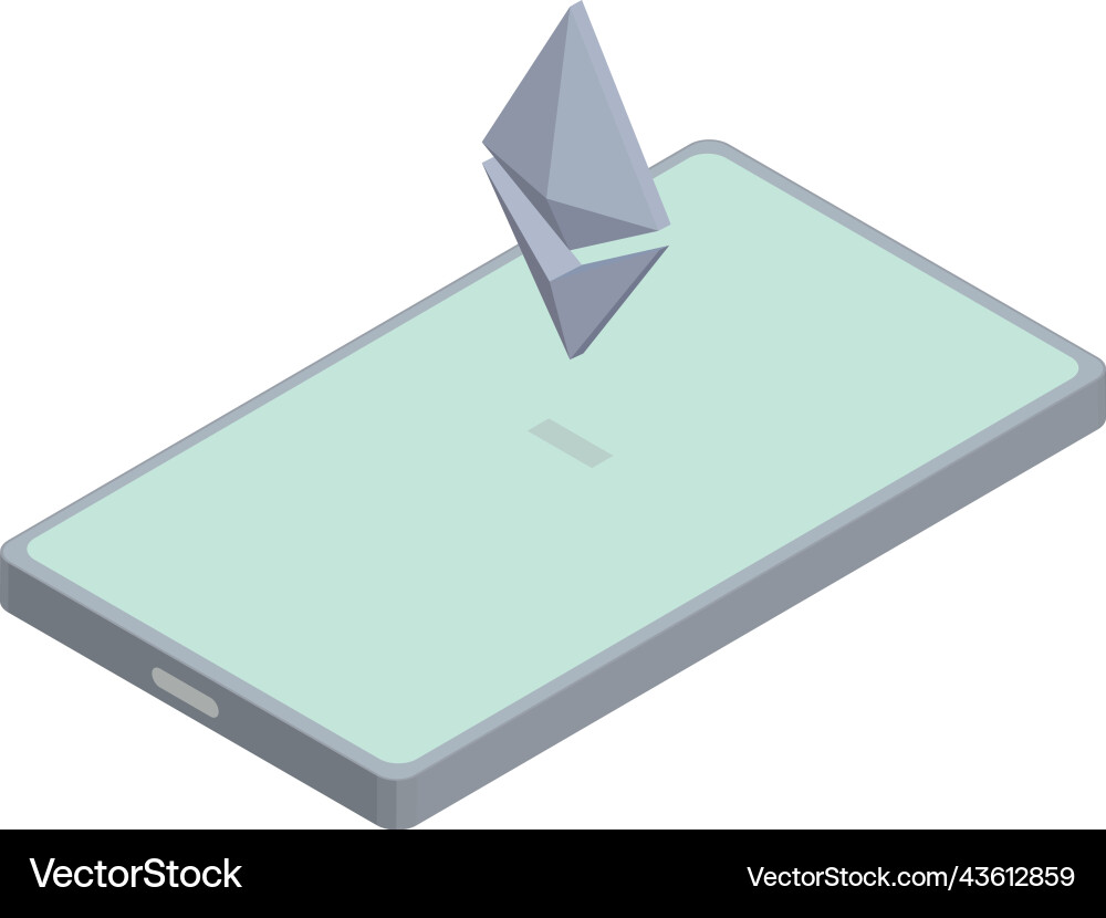 Phone with ethereum floating on its side Vector Image