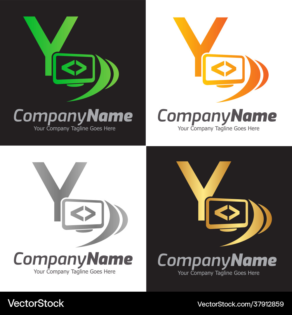 Programmiercode und Computermonitor-Logo Vektorbild