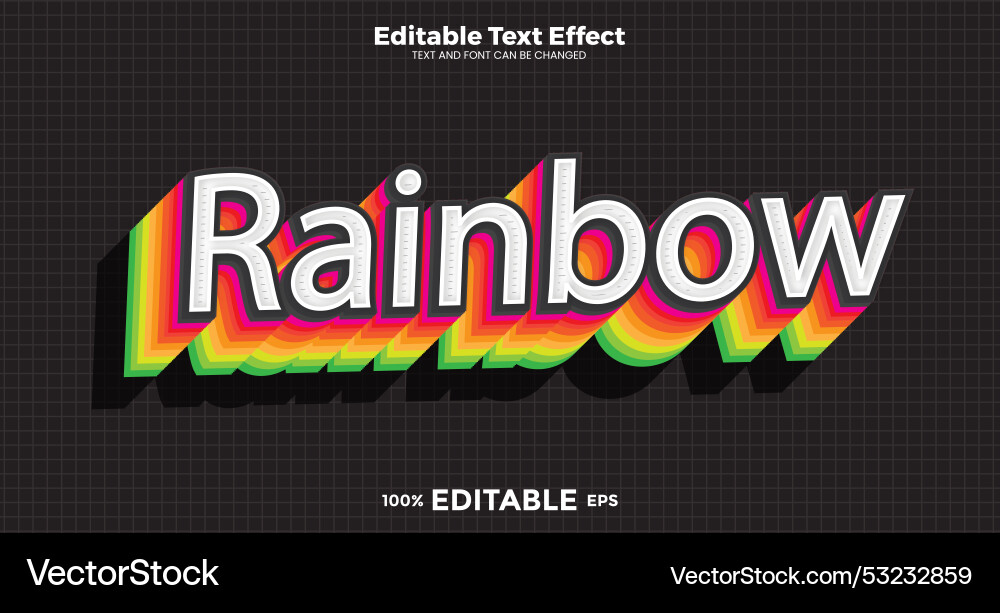 Rainbow editable text effect in modern trend style