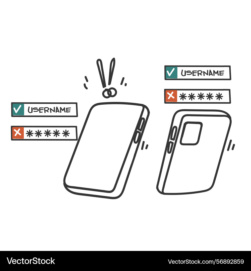 Right user name and wrong password verification Right user name and wrong password verification vector image