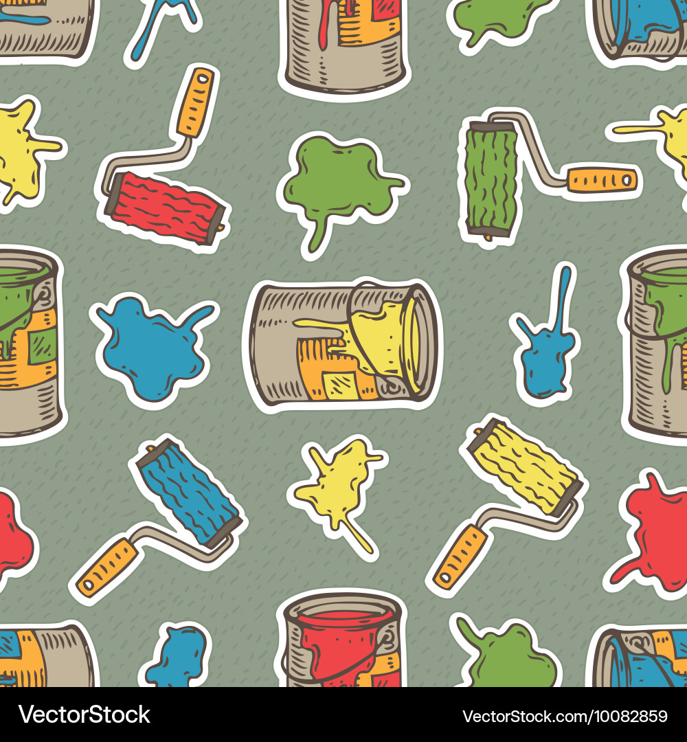 Seamless pattern with multicolored roller vector image