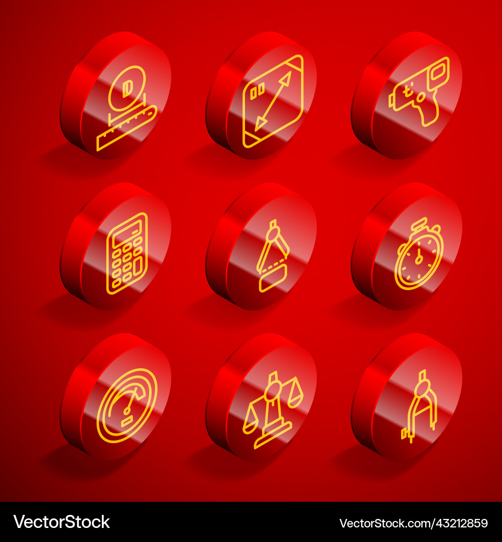 Set line diameter diagonal measuring digital Vector Image