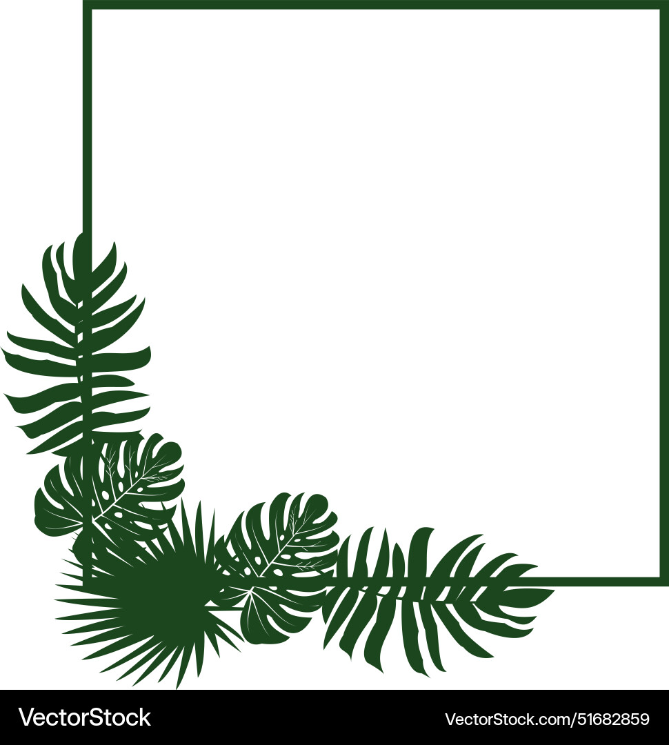 Square frame with green tropical leaves perfect Square frame with green tropical leaves perfect vector image