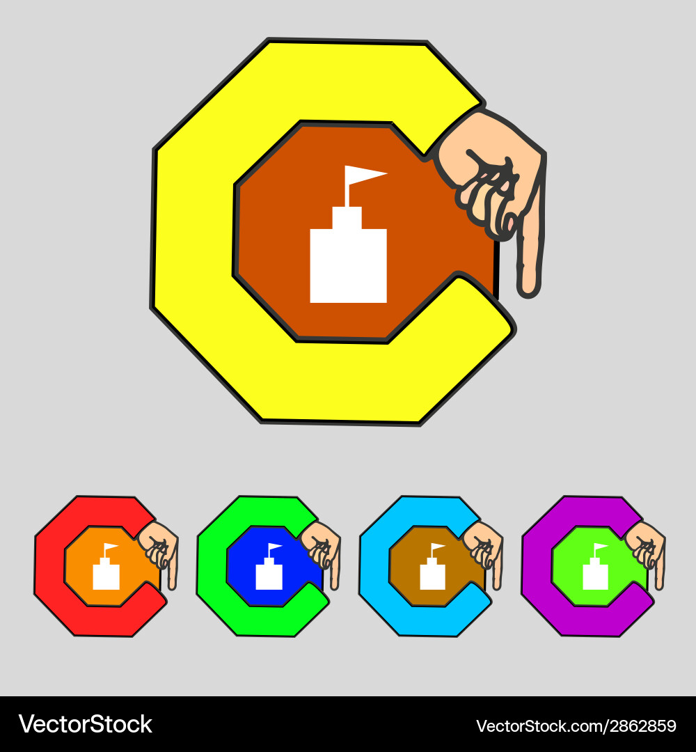 Tower icon flat modern set colourful web buttons vector image