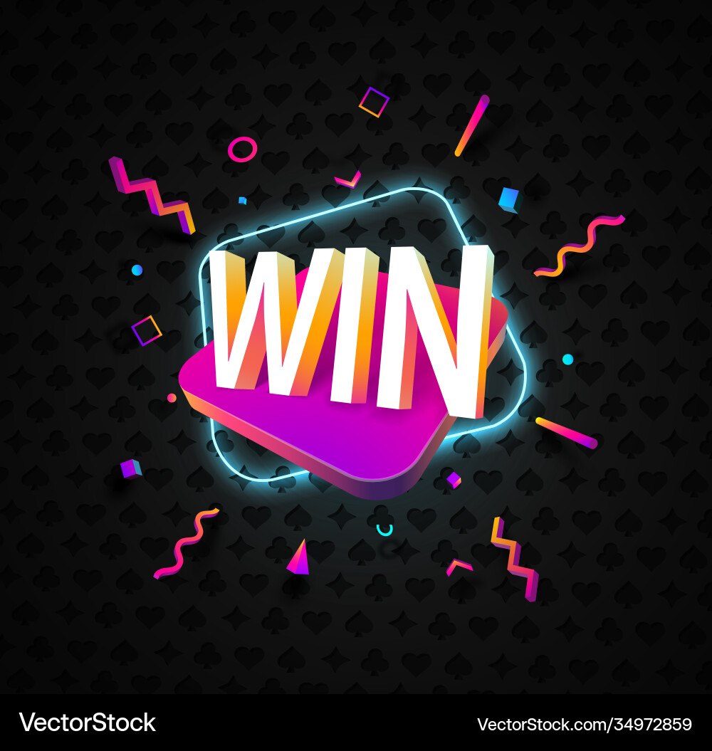 Win-Wort mit 3d pulsierende Form und Neonlicht Win-Wort mit 3d pulsierende Form und Neonlicht vektorbild