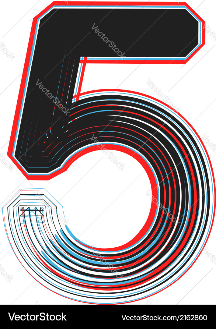 Abstract font number 5 vector image