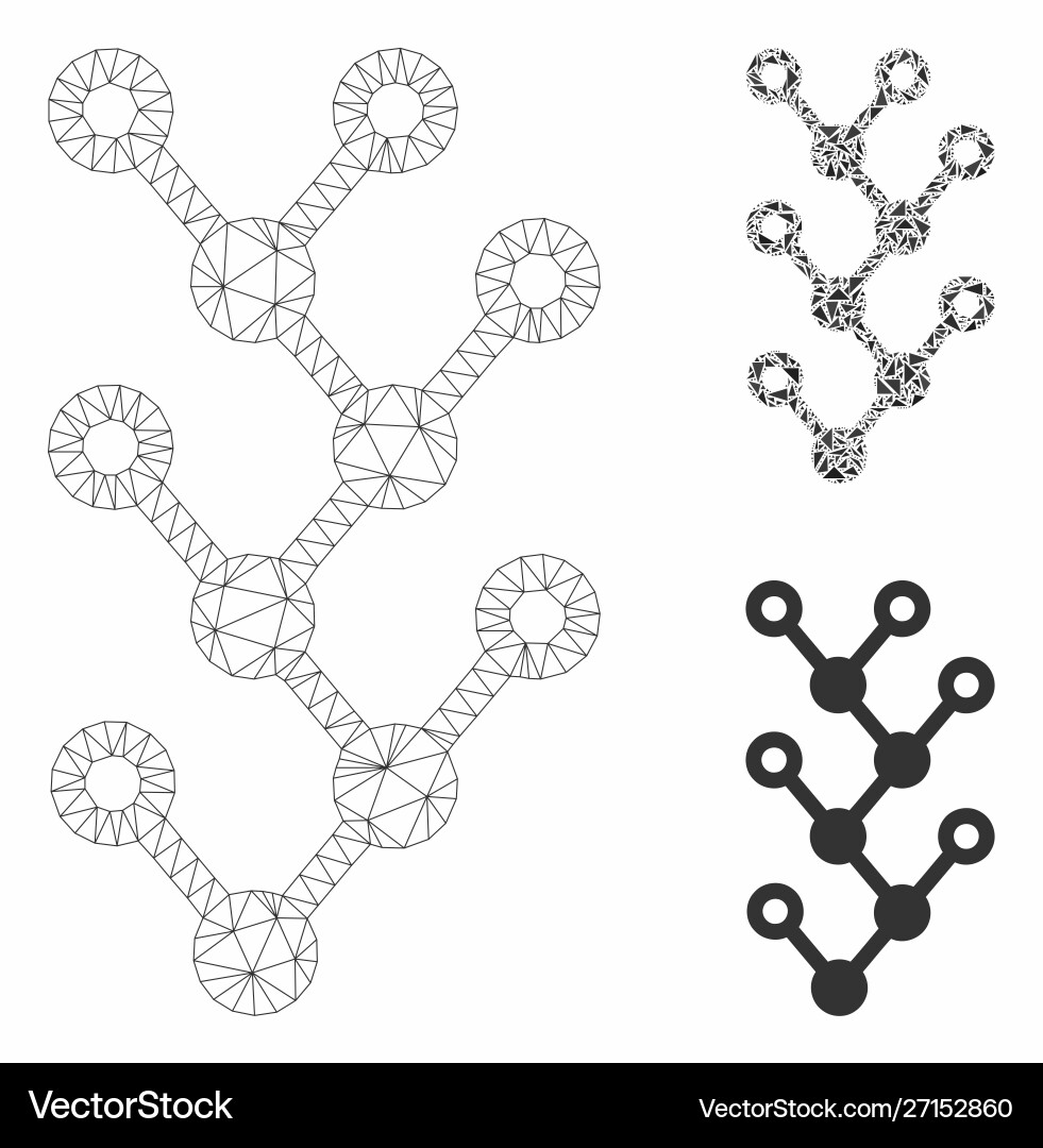 Binary tree mesh wire frame model Binary tree mesh wire frame model vector image