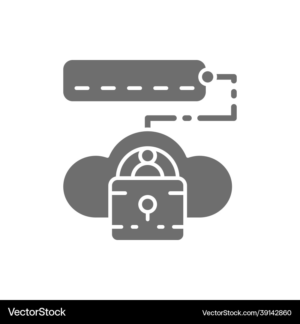 Cloud lock with password data security grey icon vector image