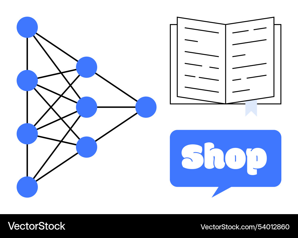 Digital learning and shopping with neural network Digital learning and shopping with neural network vector image