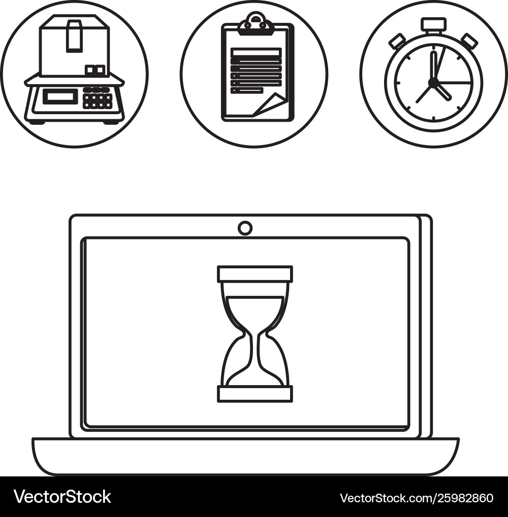 Laptop computer with delivery service app Laptop computer with delivery service app Vector Image
