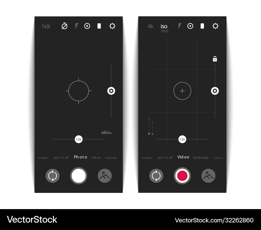 Mobile Camera UI App vector image