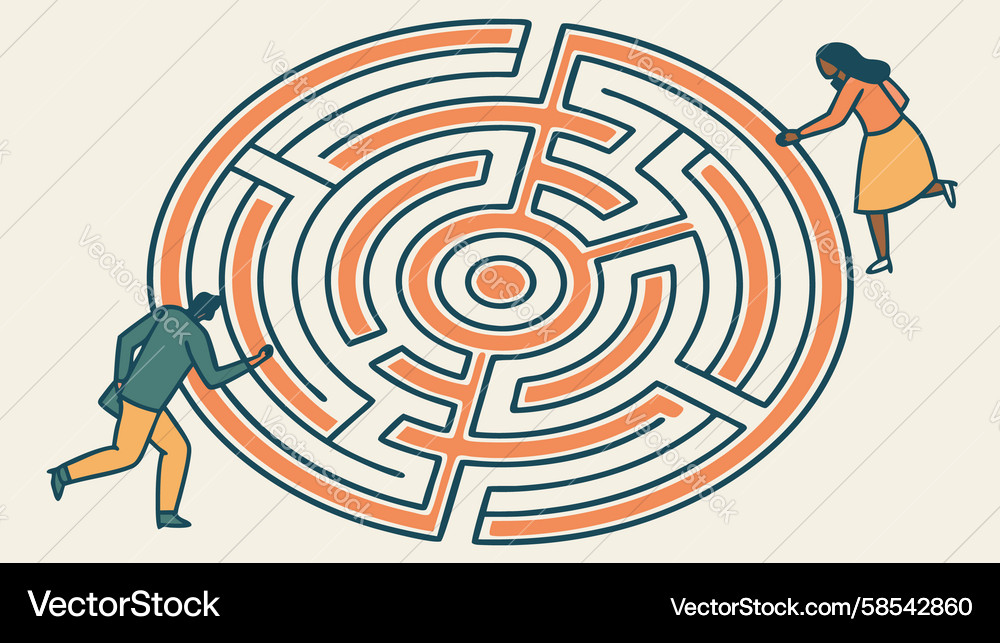 Navigating Complex Paths Vector Image
