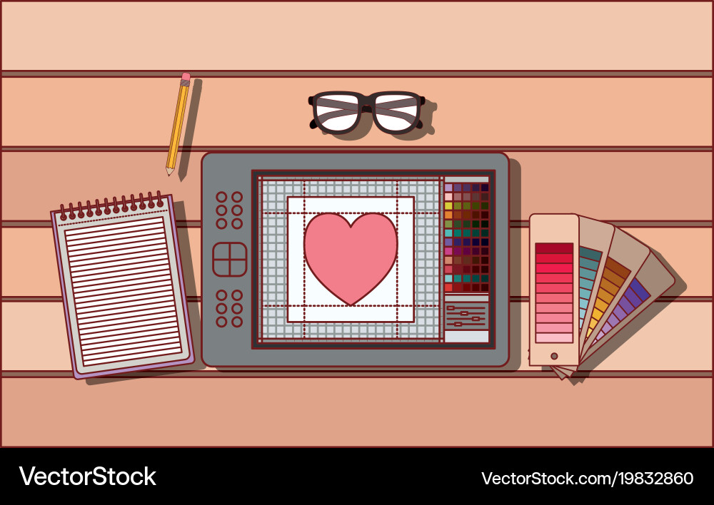 Notebook and design tools tablet digitizer Vector Image
