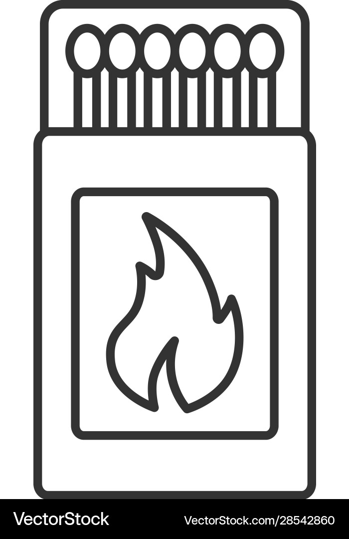 Open matchbox with matchsticks linear icon vector image