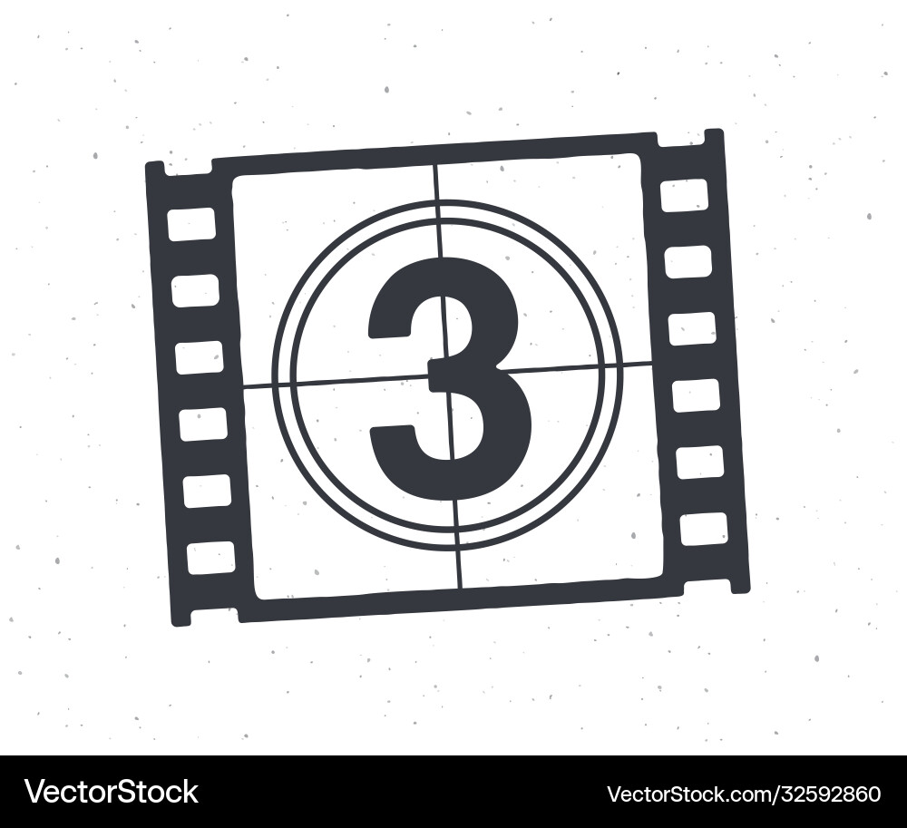 Outline film strip part with countdown timer Outline film strip part with countdown timer vector image