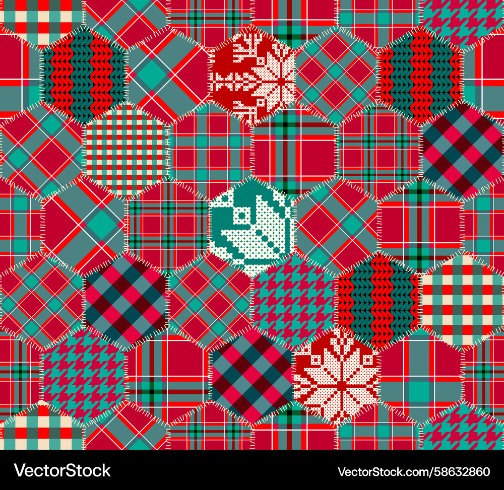 Patchwork textile pattern seamless quilting Patchwork textile pattern seamless quilting Vector Image