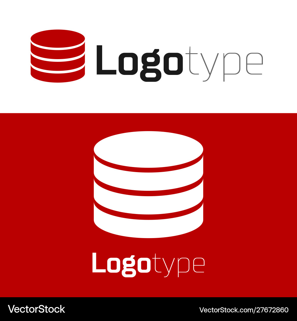 Red database icon isolated on white background Red database icon isolated on white background Vector Image