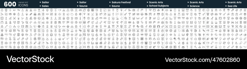 Set of 600 thin line icons in this bundle include Set of 600 thin line icons in this bundle include vector image