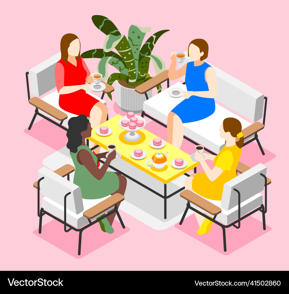 Tea day gathering concept Tea day gathering concept vector image