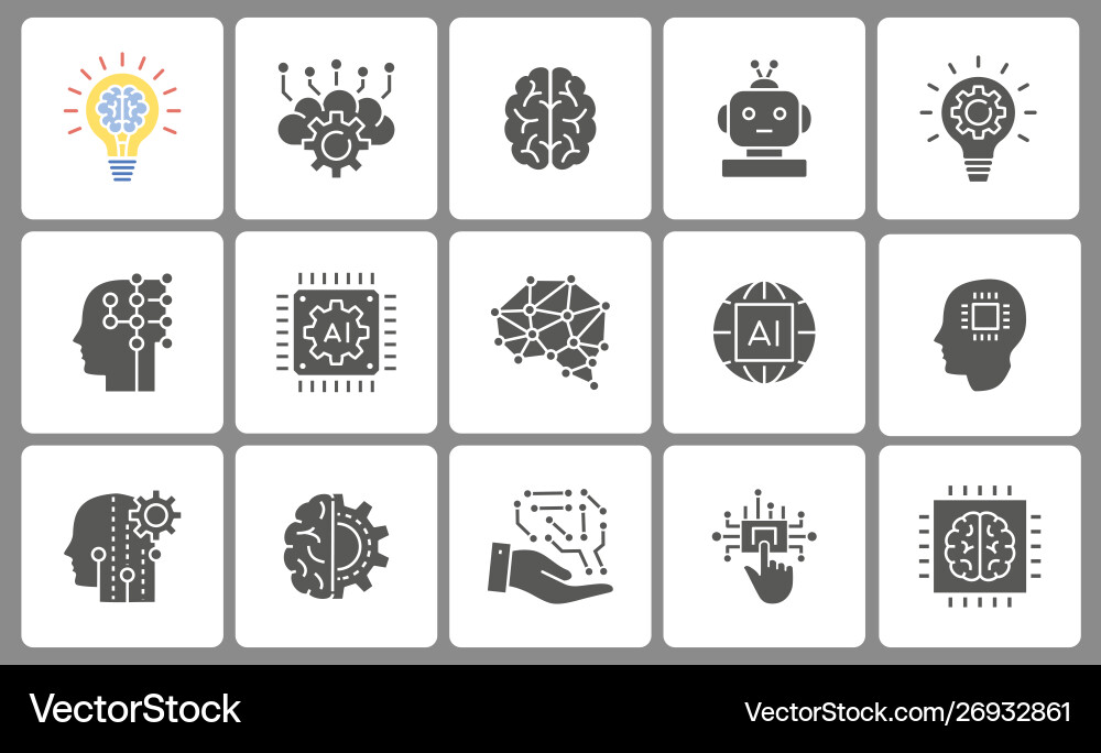 Artificial intelligence icon set Artificial intelligence icon set vector image