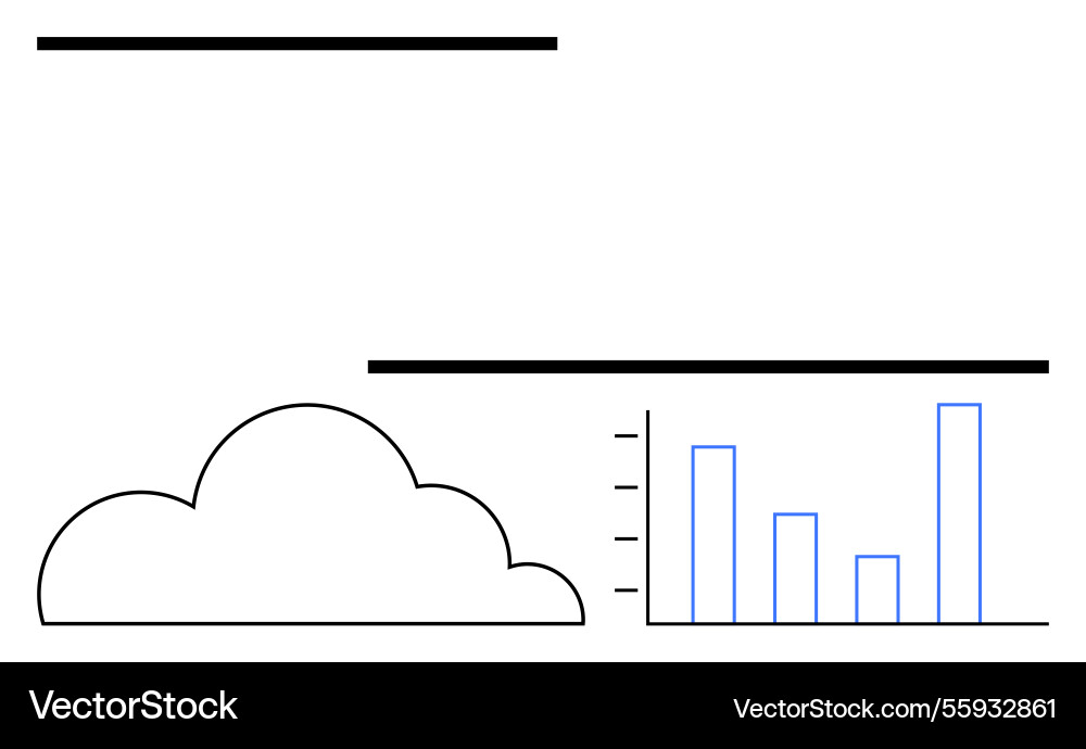 Cloud computing and data analysis represented Cloud computing and data analysis represented vector image