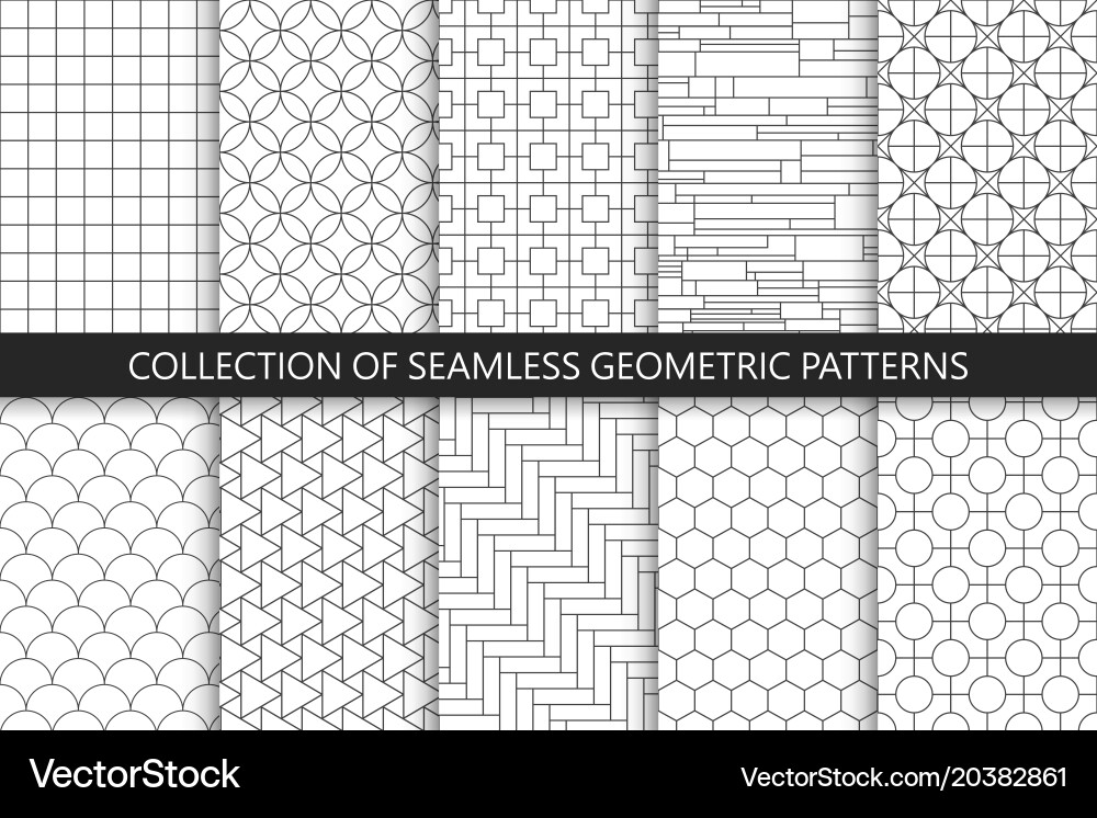 Collection of seamless geometric patterns simple vector image