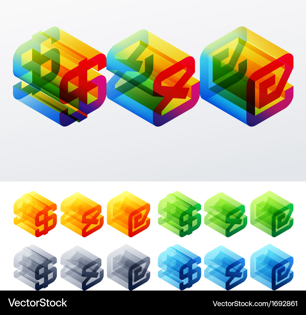 Colored text in isometric view vector image