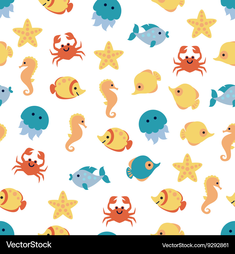 Cute Sea Animal Pattern Vector Image