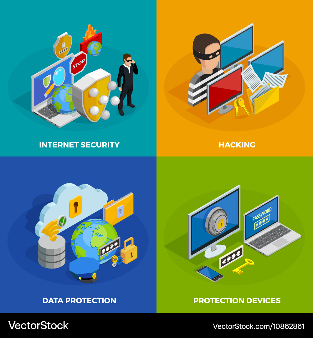 Data Security Icon Set Vector Image