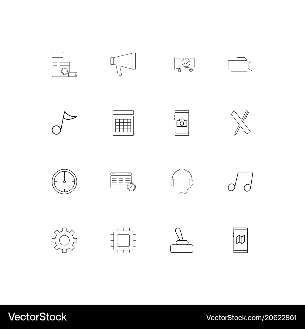 Devices simple linear icons set outlined Vector Image
